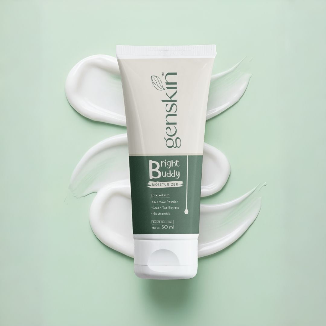 Genskin Bright Buddy Oil-Free Moisturizer for Teenage & Acne-Prone Skin – Oat Meal, Green Tea & Niacinamide