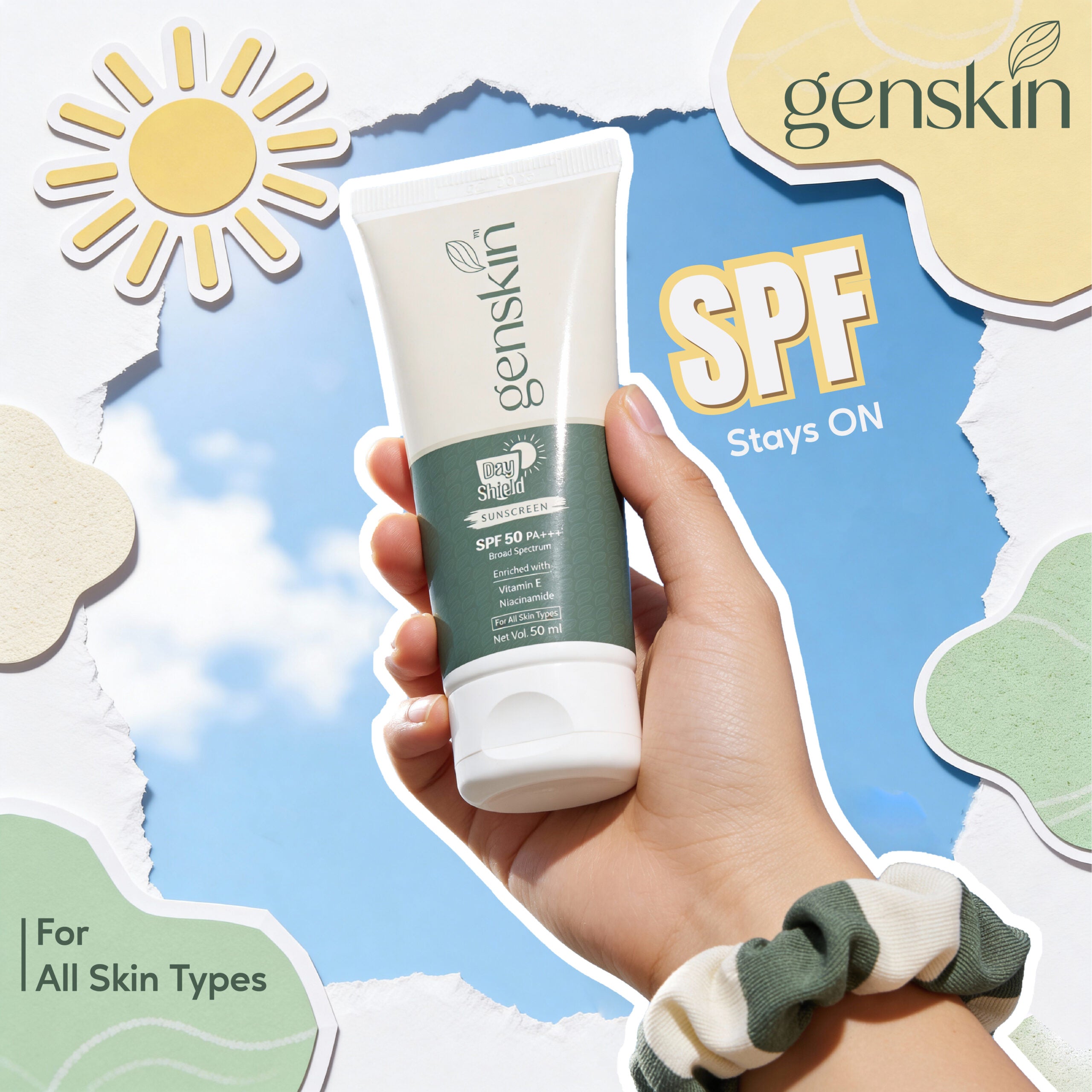 Genskin Oil-Free Sunscreen SPF 50 PA+++ for Teenage & Acne-Prone Skin – with Vitamin E & Niacinamide - Pack of 2
